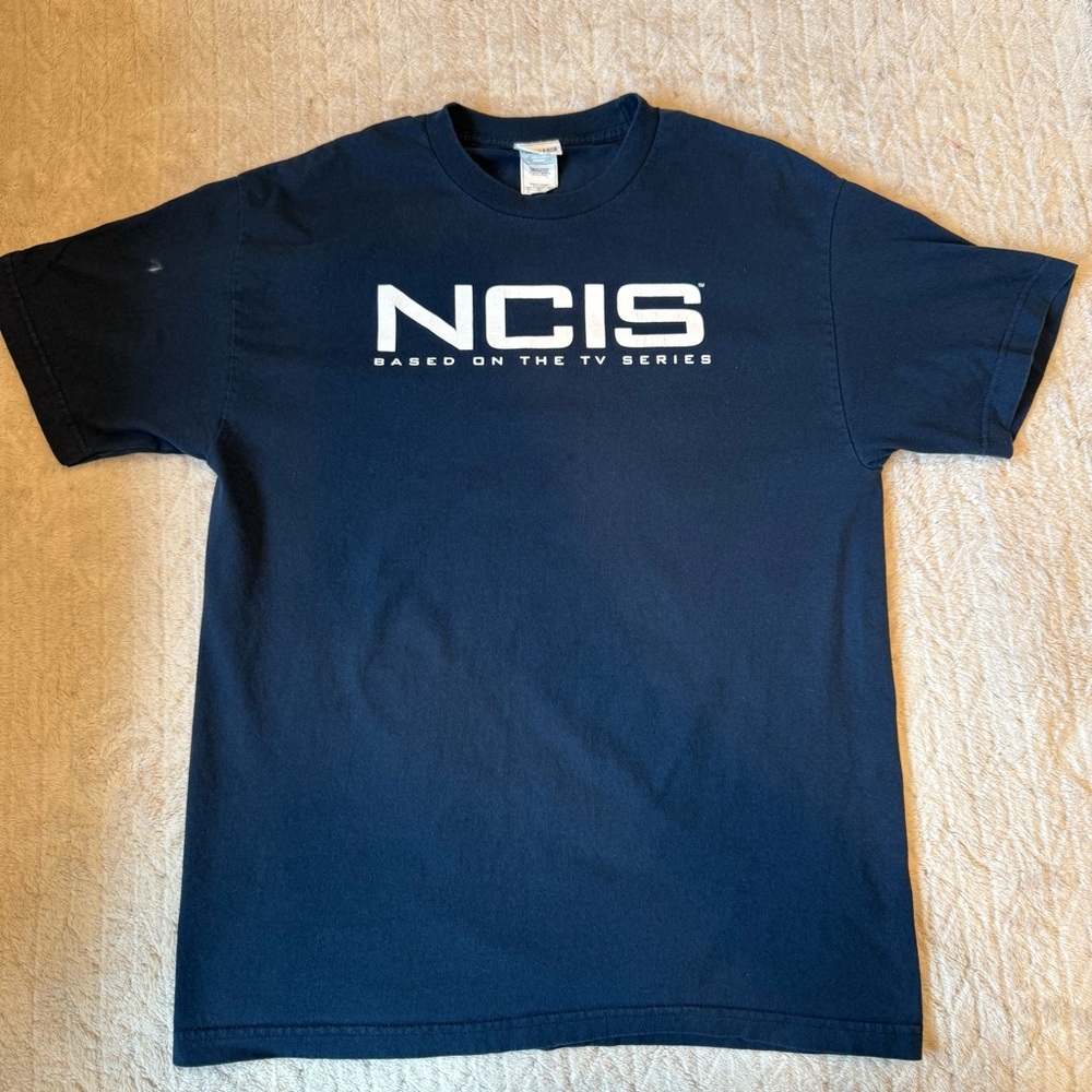 Classic NCIS Shirt Mens Large Navy Blue Spell Out Tee Shirt Sz L